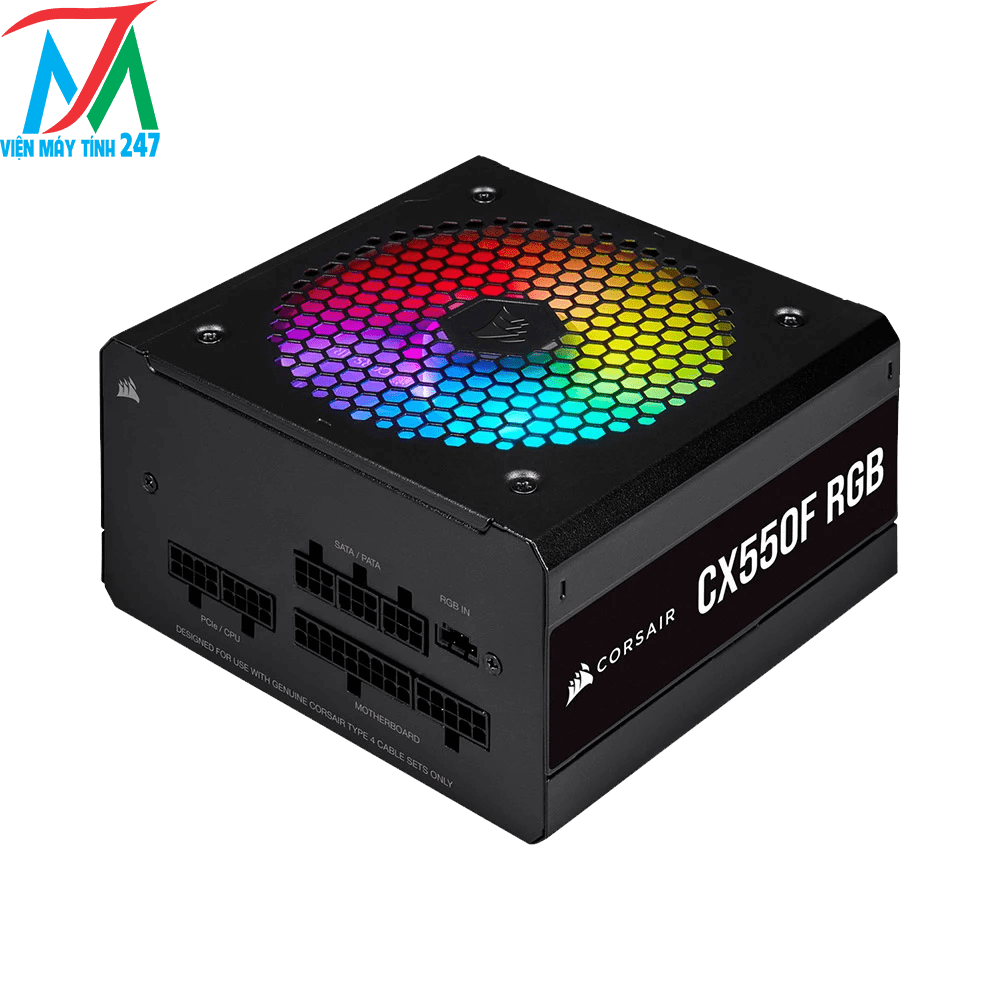 Nguồn máy tính CORSAIR CX550F RGB Black 80 Plus Bronze - 550W - 80 Plus Bronze - Full Modular